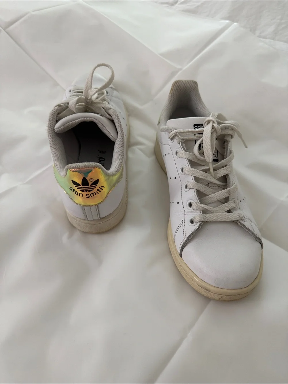 adidas White Leather Low-Top Sneakers with Cream Soles - Picture 3 of 3